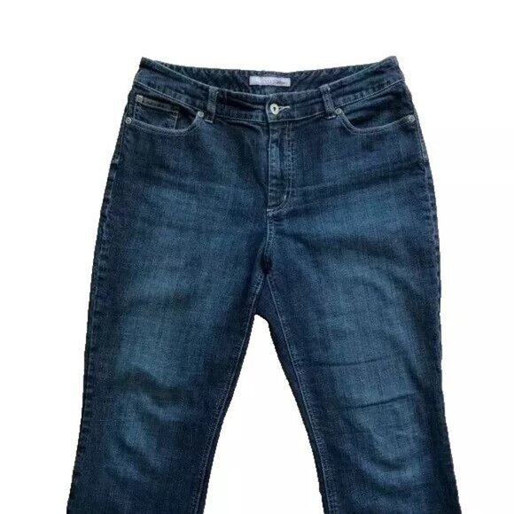 Chicos Platinum Denim Bootcut Jeans 2.5 Short or 14 Embroidered Great Condition - Picture 3 of 9